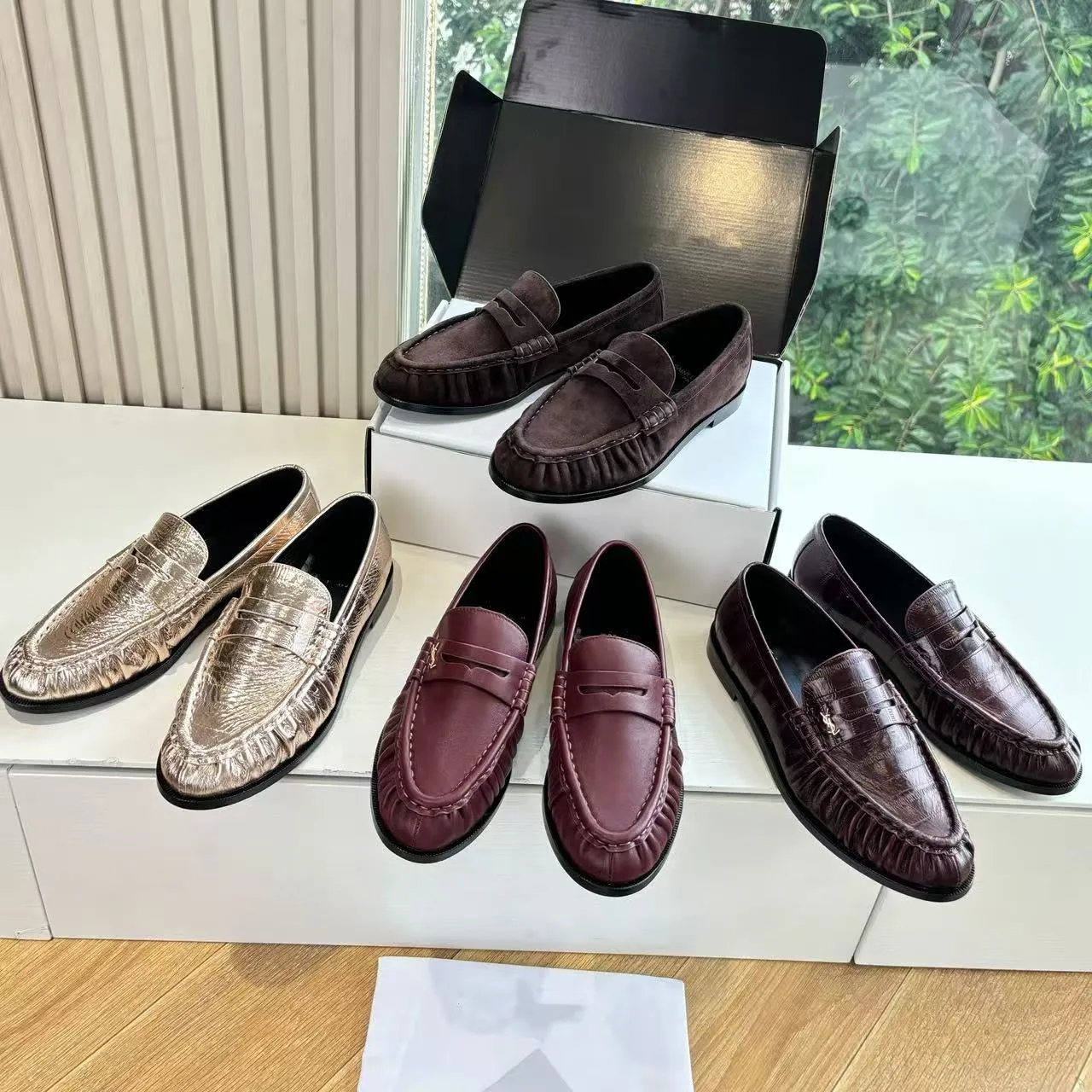 FOWT Dark Brown-white Men Stylish Round Toe Slip On Comfortable Loafers Shoes Men main image 2