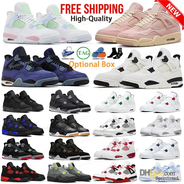 Free Shipping Designer High Quality Basketball Shoes Fire J4 4s Black Cat Imperial Purple Red White Yellow Thunder Cool Grey Blue Pink Men Women Boy GS Sneakers On Sale