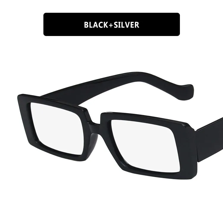 Y2K Retro Small Rectangular Sunglasses Black Thick Frame UV Resistant Sunshade Suitable For Street Style Festivals And_voghion.com