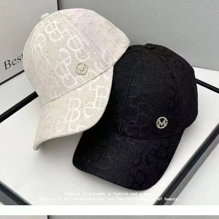 Luxury Adjustable Baseball High Quality Fit Hat Fashionable Fedora Crystal Letter Stripe_voghion.com