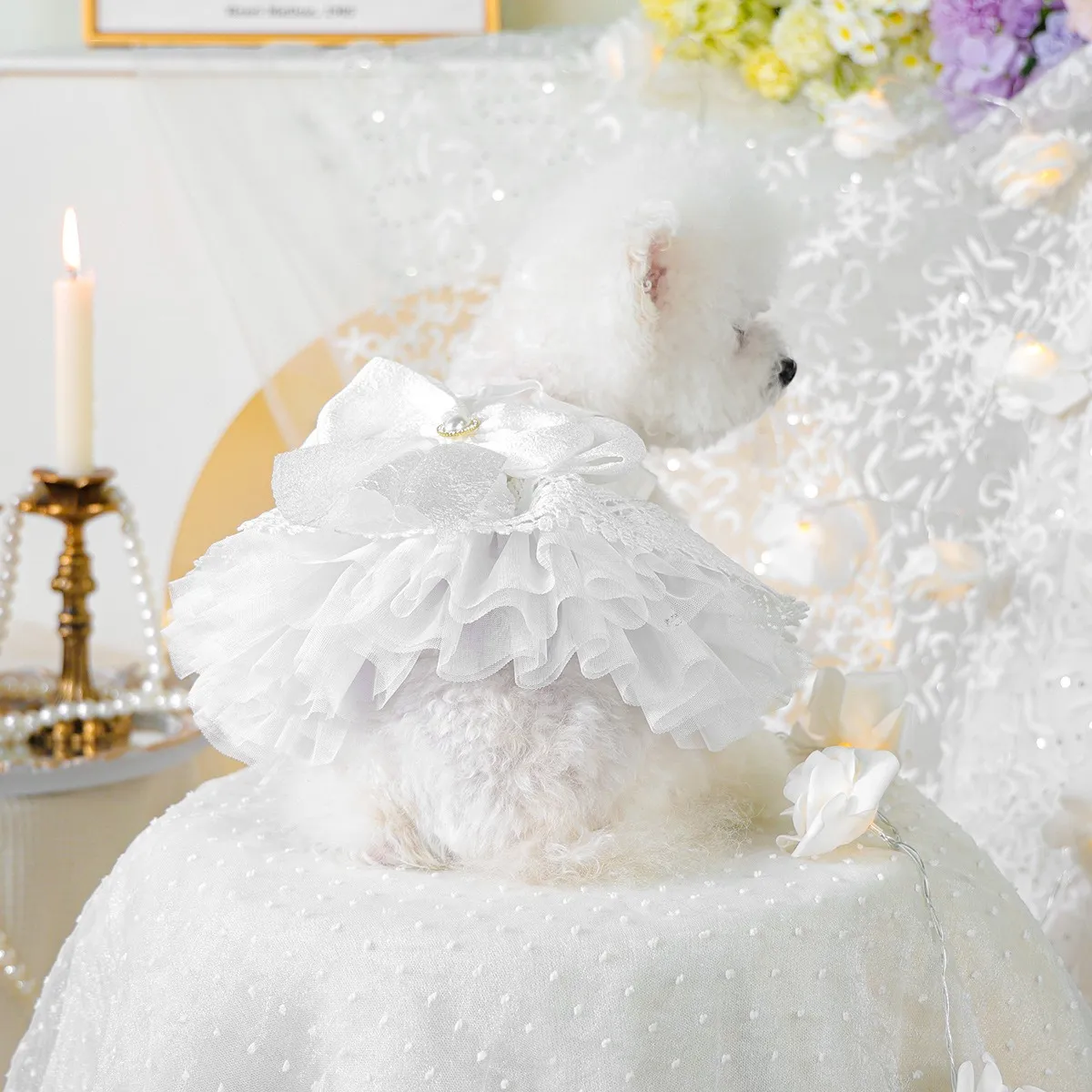 dog wedding dress lace Ivory Cream Bridal Dog Wedding Dress
