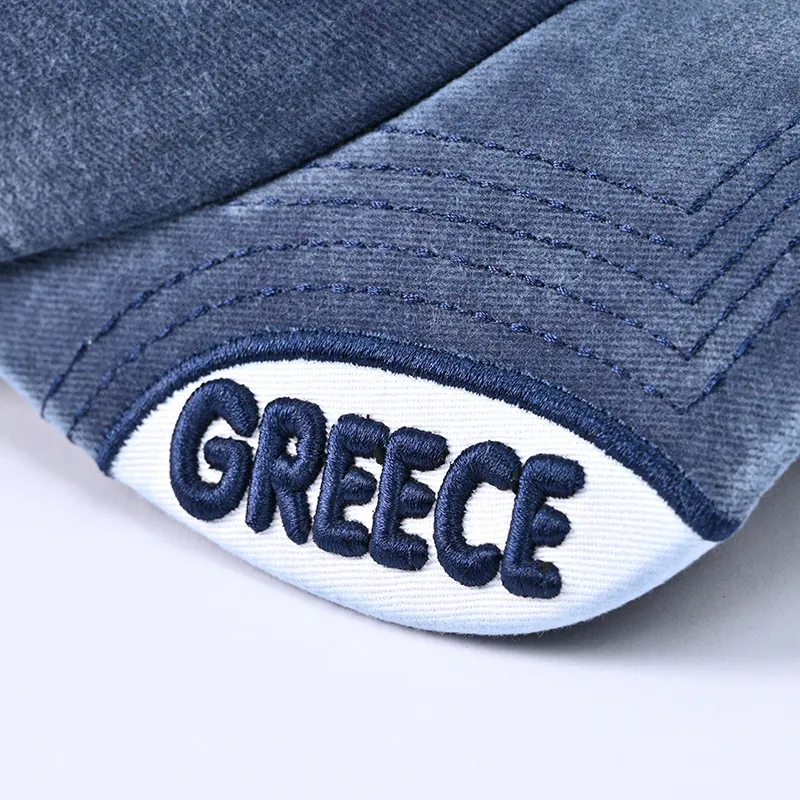 Hot Selling Washed Used Greek Letter Embroidered Baseball Adjustable Retro Duckbill Caps For Daily Wear And Streetwear_voghion.com