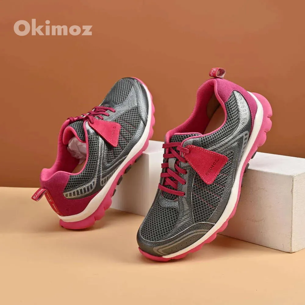 Zapatillas deportivas casuales de diseño para mujer OKIMOZ, ligeras y transpirables, con detalles en gris y rosa, tallas grandes._voghion.com