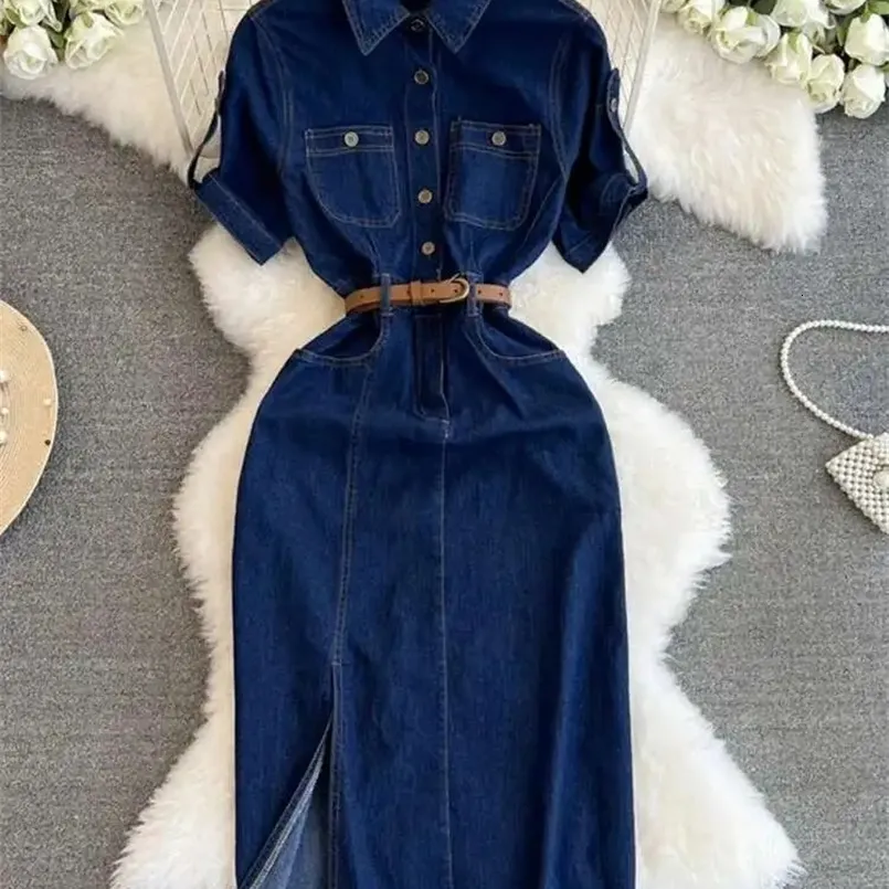 XFPV Womens Slim Fit Short Denim Dress With Belt ... From Weigang02,  Rs.3,167.26 In Bulk | DHgate.Com