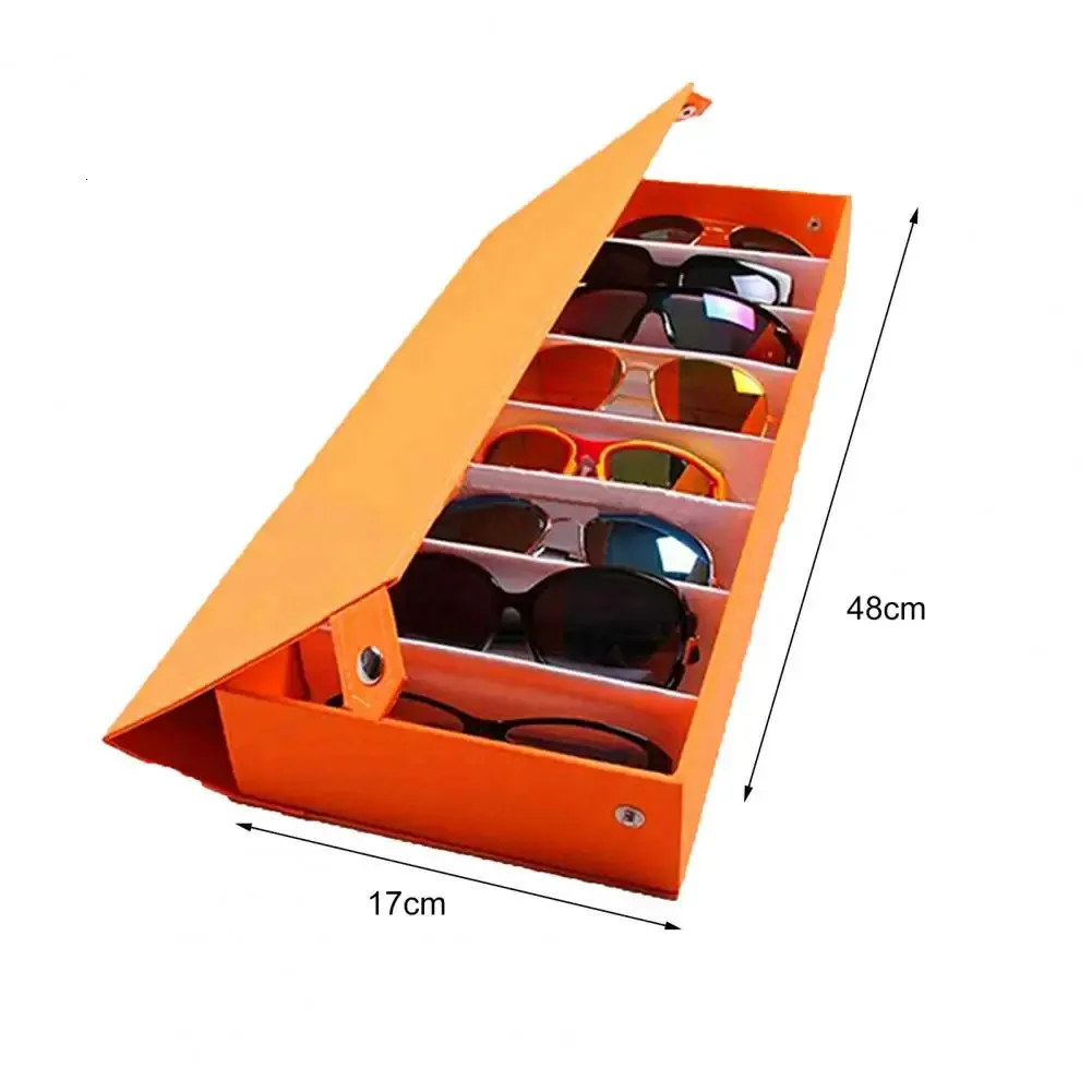 Black Plastic 8-Grid Eyeglass Organizer Case, Slotted Sunglass Storage Box for Women Sunglasses Cases