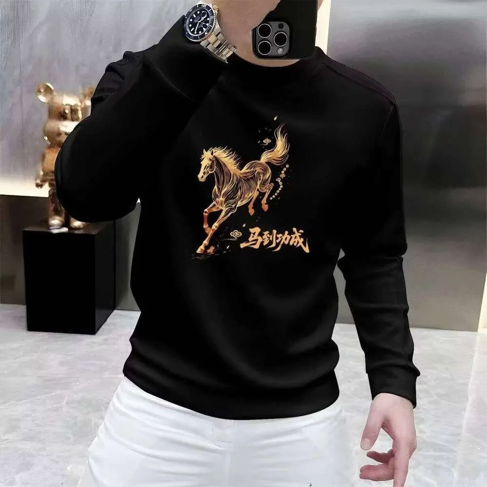 Casual Long Sleeve Men's Sweatshirt Printed Comfortable Base Layer Shirt Trendy Streetwear Autumn Winter New Arrival