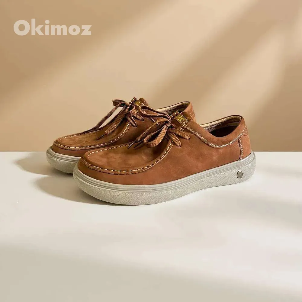 OKIMOZ Casual Running Sneaker Designer Shoes Premium Leather Chunky Sole Lightweight City Gym Sneakers Big Size_voghion.com