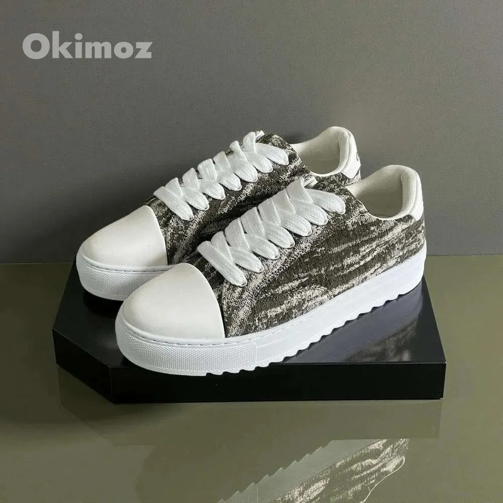 Okimoz Green White Textured Platform Sneakers Casual Comfortable Thick Soled Shoes Big Size_voghion.com