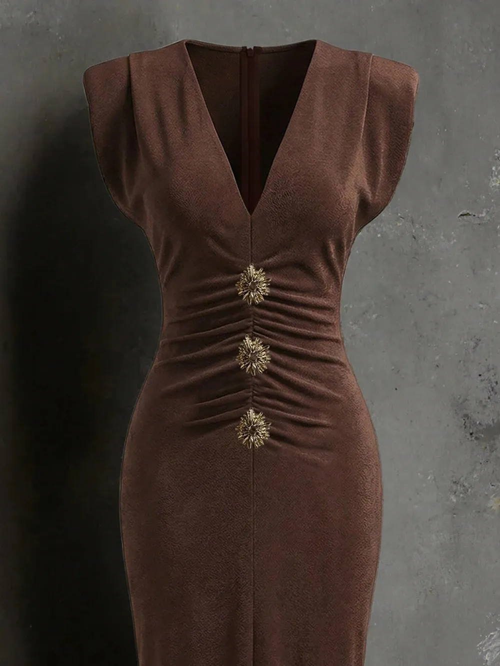 Elegant Solid Sleeveless Skinny Midi Embellished... From Chao04, Rs.1,297  In Bulk | DHgate.Com