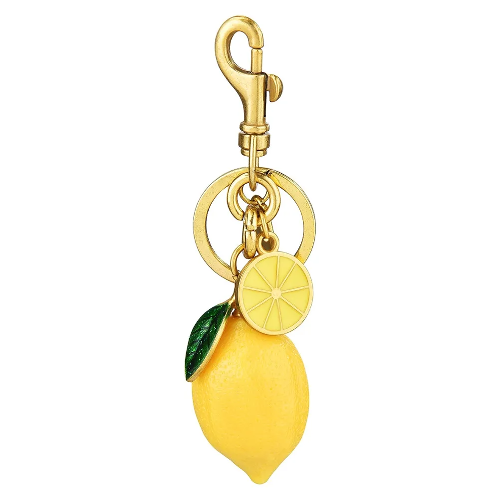 Hot Selling Charm New Creative Resin Simulation Fruit Lemon Car Bag Pendant Couple Keychain Gift Free Shipping_voghion.com