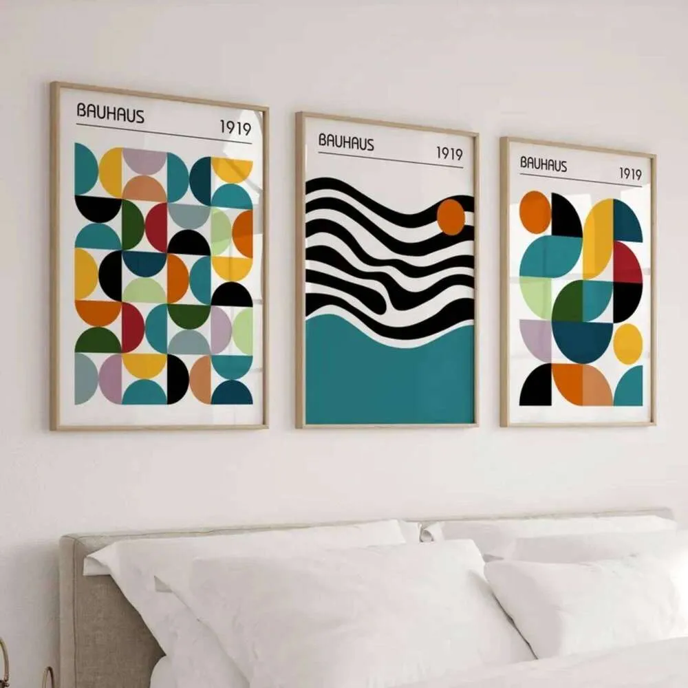 Mid Century Modern Geometric Bauhaus Canvas Painting,... From Hortora7 ...