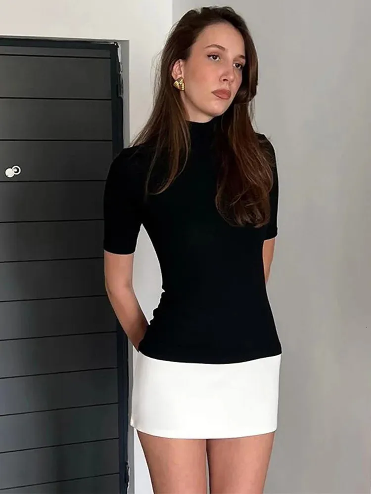 bodycon dress half sleeve Summer Turtleneck Half-Sleeve Mini Dress, French Style Black and White Patchwork Dress, Elegant Fit Women's clothing Color:Custom Color(leaving us a note) Maxi Cotton Dress Palm m-swimwear A true wardrobe essential