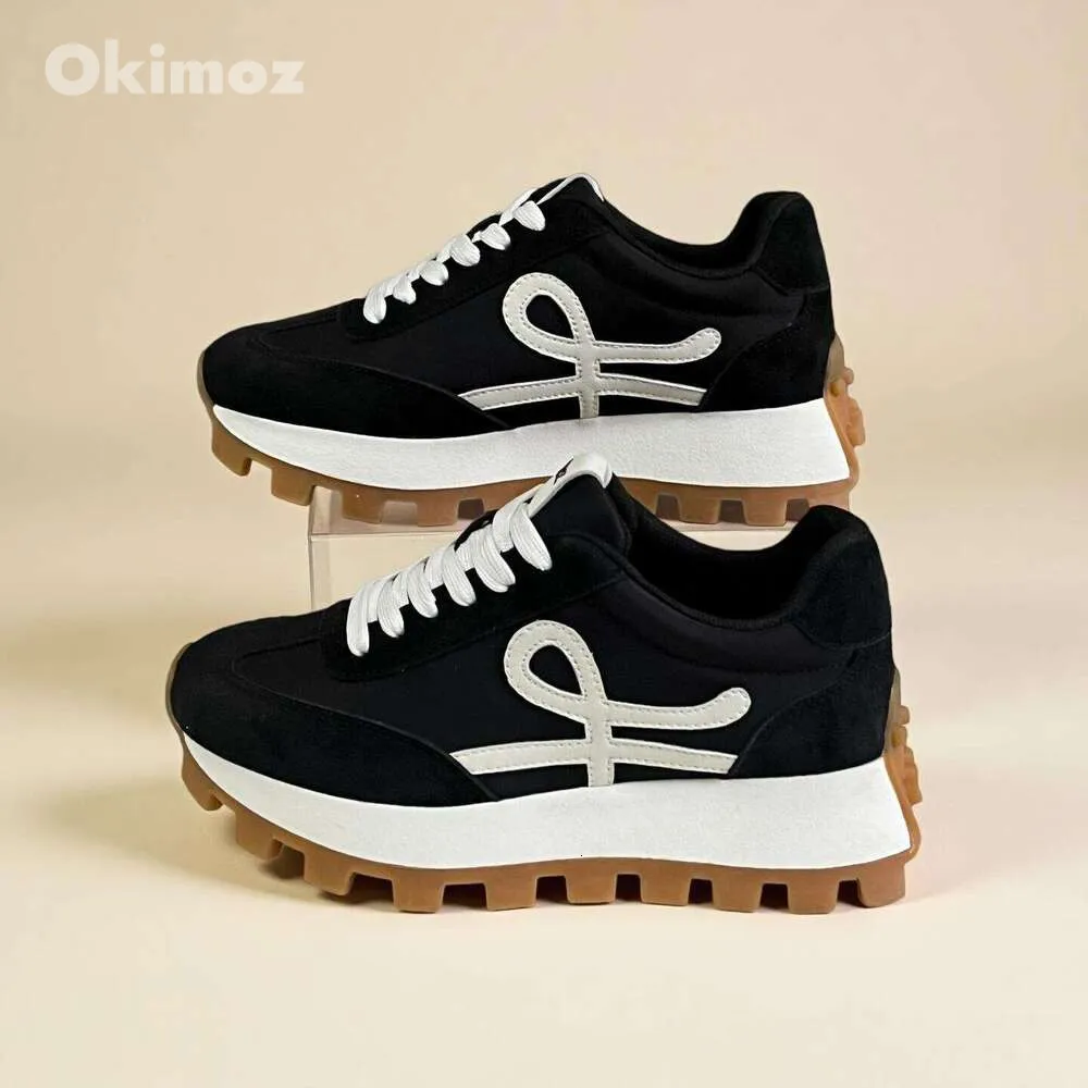 OKIMOZ Retro Chunky Platform Black White Casual Breathable Sneakers Light Weight Walking Shoes Anti Slip Gym Sneakers_voghion.com