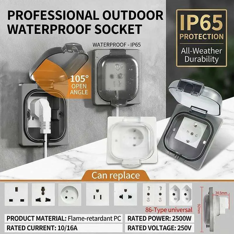 High Power 16A Waterproof Outdoor Socket Screwfix With IP65 Waterproof ...