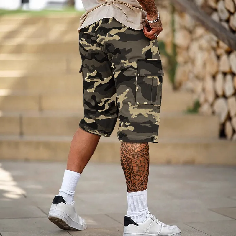 Designer shorts Summer Men's Printed Straight-Leg cargo shorts Tennis Outdoor Sports Pants Large Pocket Cargo Cropped Pants for Men Summer Loose Travel Pants