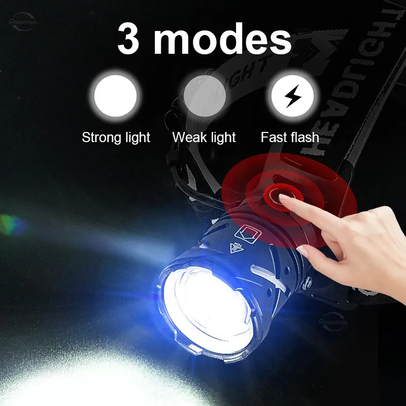 80000LM 強力なヘッドランプ USB 充電式ヘッドライト懐中電灯大口径 