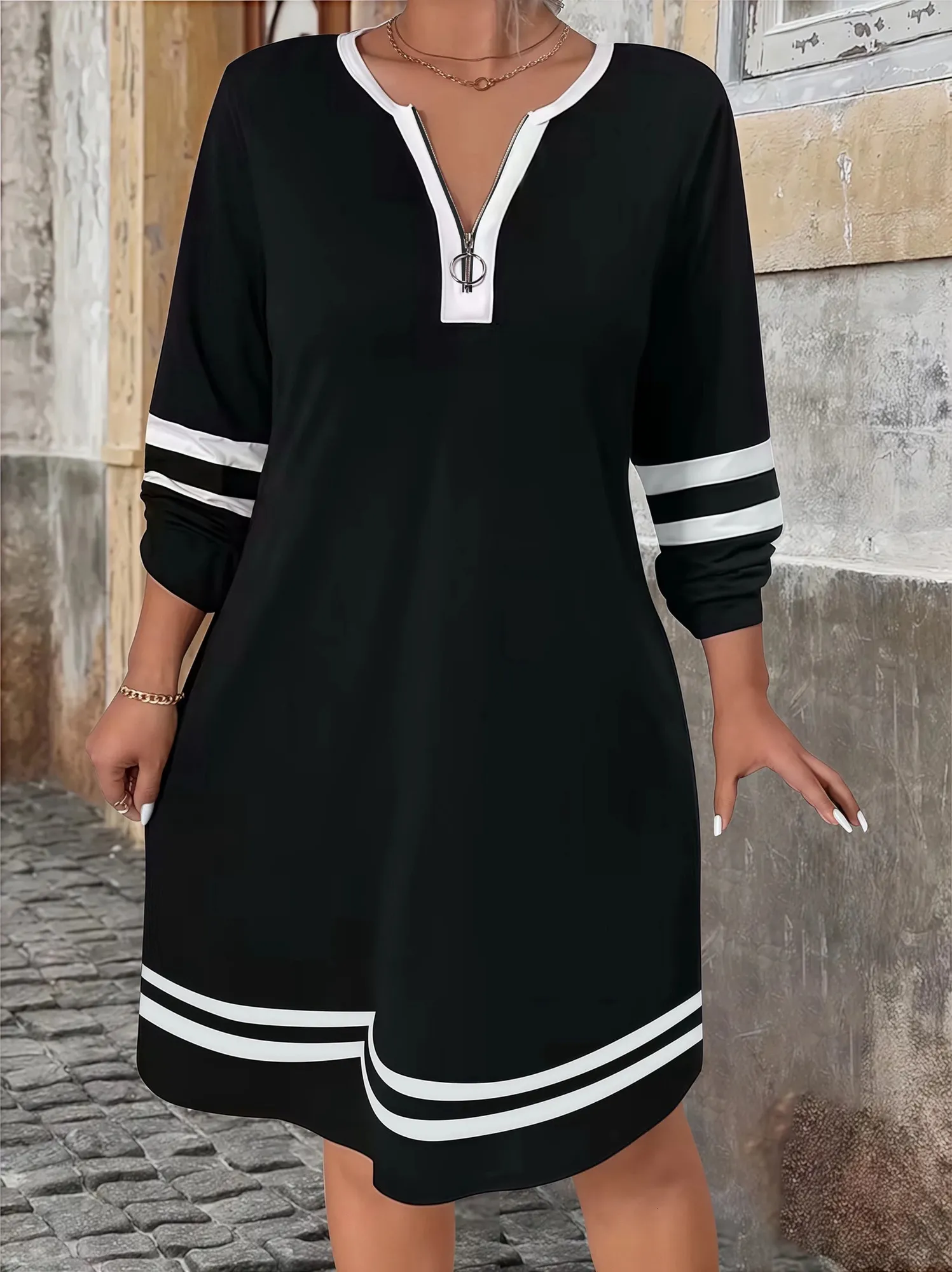 casual plus size winter dresses Elaquor Plus Size Casual Fitted Knit Dress, Autumn/Winter Plus Size  Christmas Fall/Winter