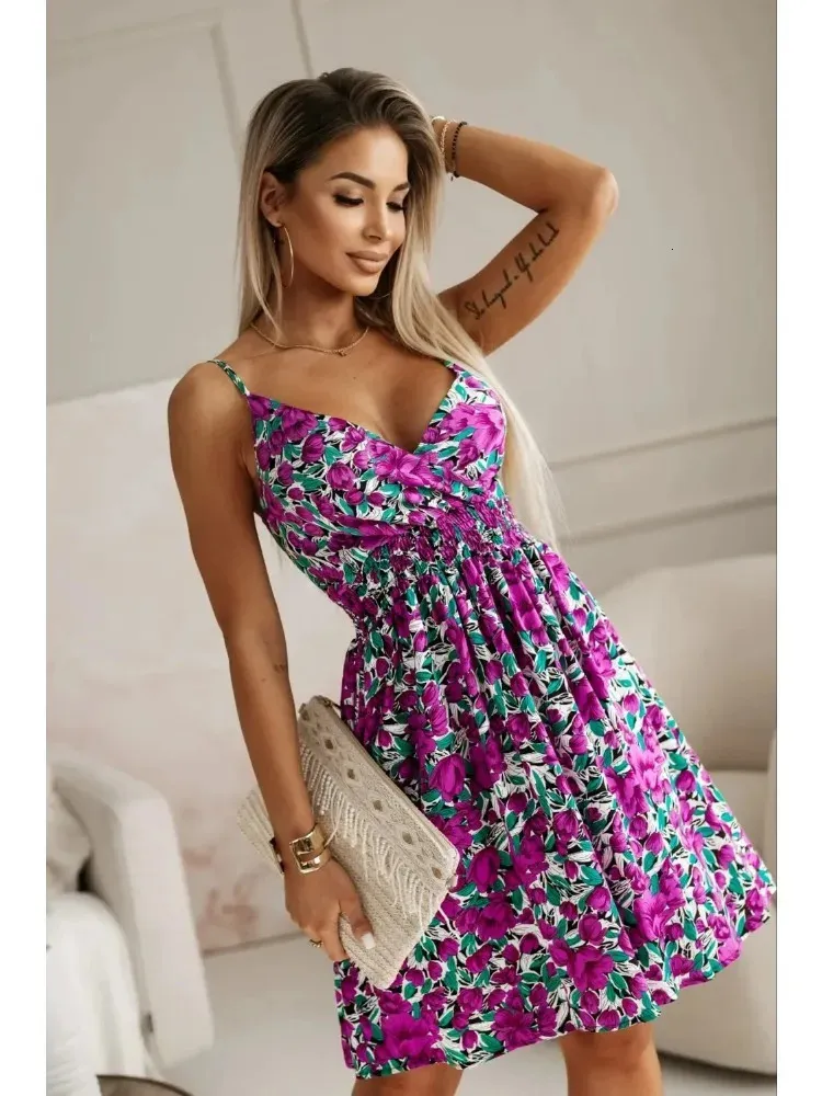 ladies summer wrap dresses AUSELILY Maxi Women 2026 Ruffle Sleeve V Neck Dress Covered in a charming allover floral print Summer Wrap Dresses - Breathable