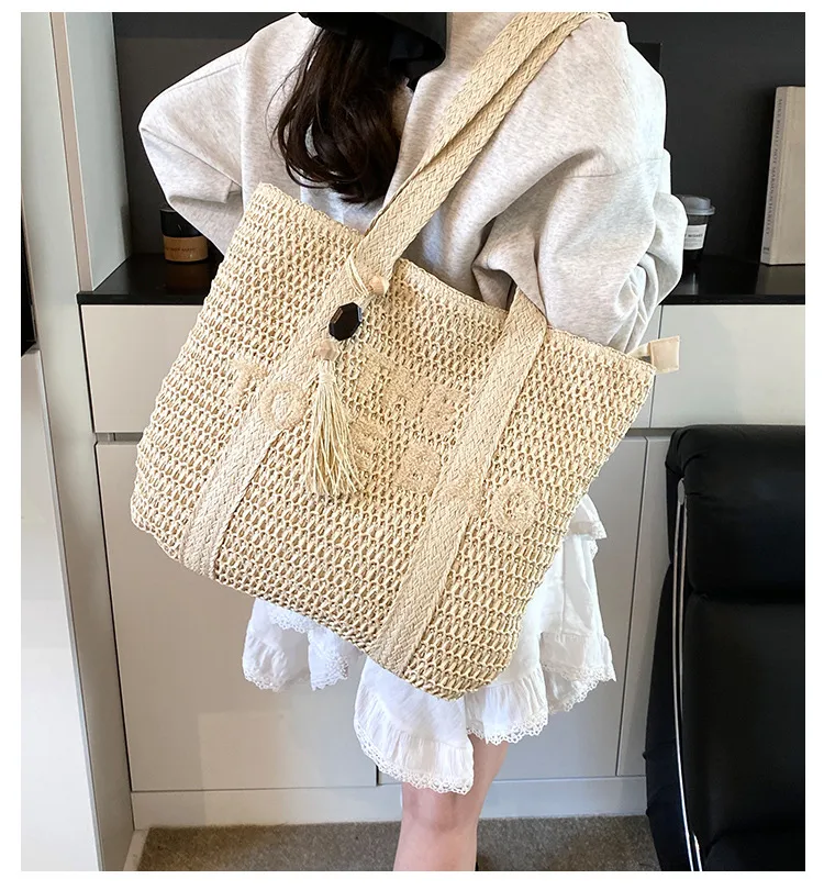 high quality handmade woven tote travel shopping bag The Mercato Leather offering a relaxed yet structured carry Women's Handmade Woven Straw Tote
