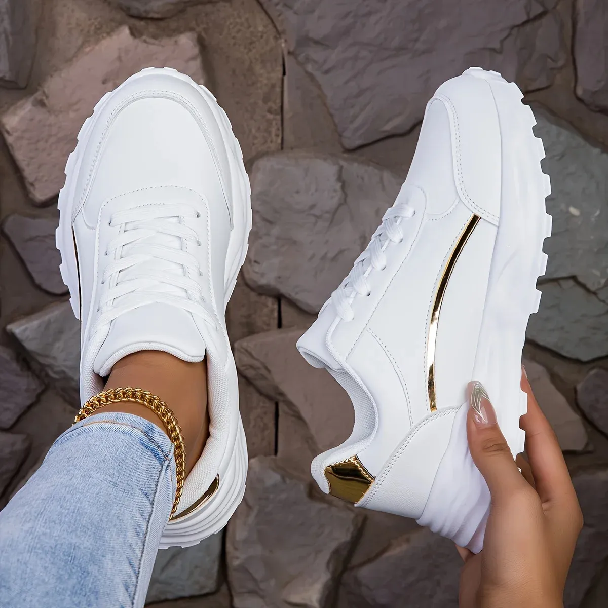 Scarpe da running donna leggere con lacci e suola morbida_voghion.com