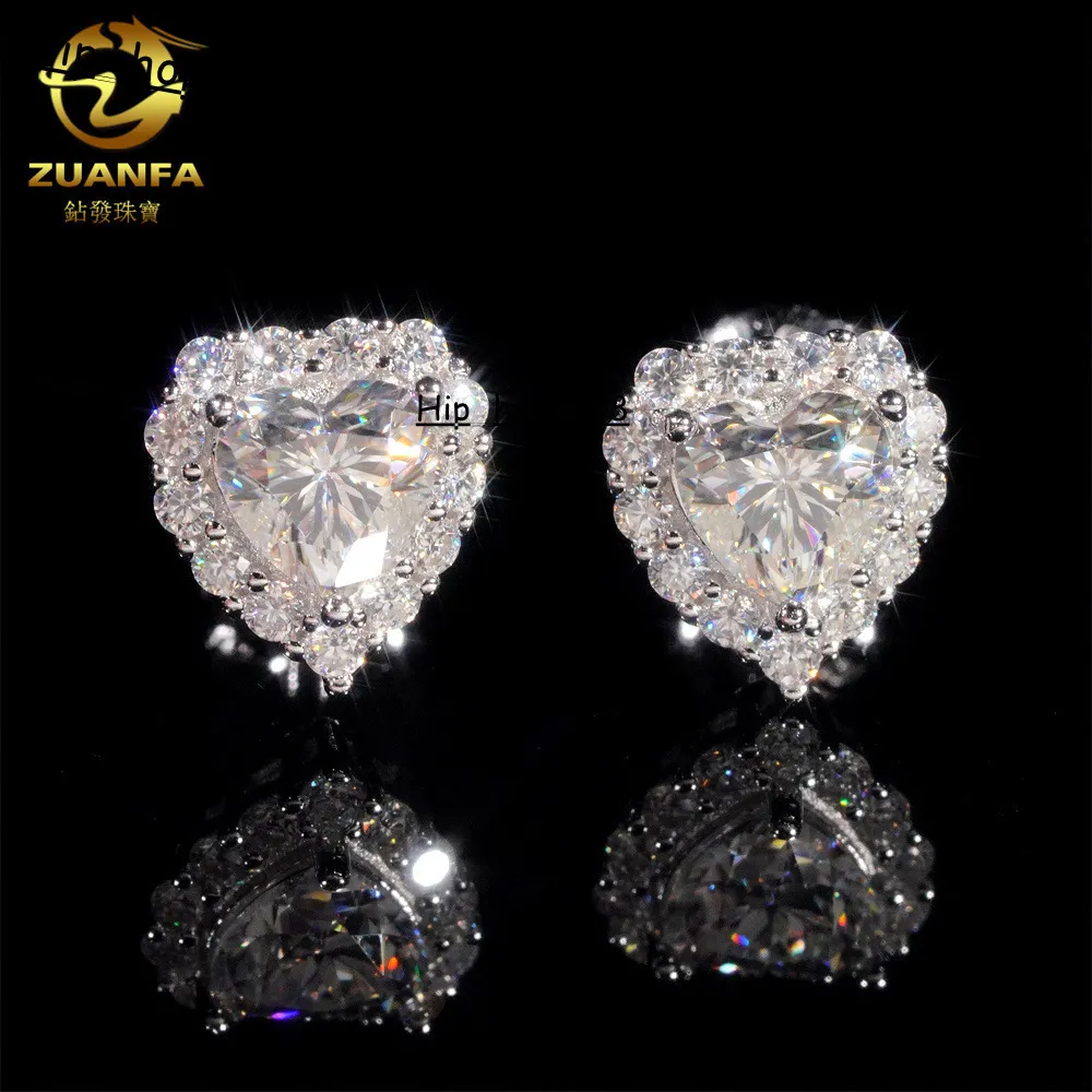 Jewelry S925 Silver Moissanite Heart Shaped 05 Carat Unisex Earrings Studs_voghion.com