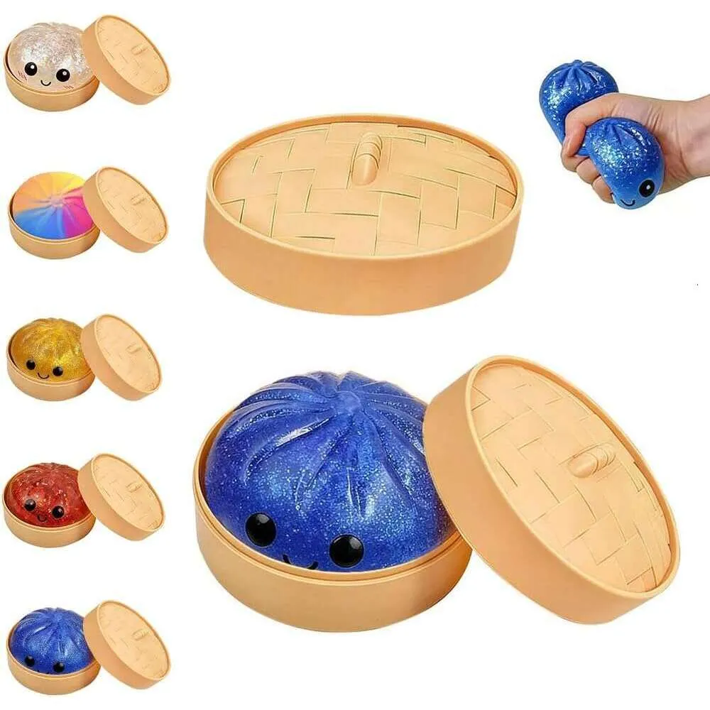 Dumpling Squishies Con Purpurina – Caja Misteriosa De 10 Colores Aleatorios, Juguete Anti-estrés De Rebote Lento, Incluye Cesta De Vapor Decorativa, Regalo Sorpresa Para Niños Y Adultos