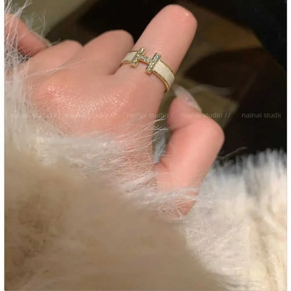 High End French Minimalist H Initial Enamel Zircon Open Adjustable Ring Women Dainty Unique Jewelry Gift For Her Daily_voghion.com