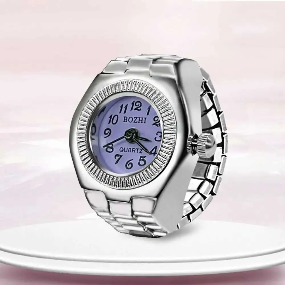 Cool Vintage Rings Jewelry Clock Heart Shape Punk Roman Quartz Adjustable Mini Elastic Strap Finger Watch Ring Couple_voghion.com