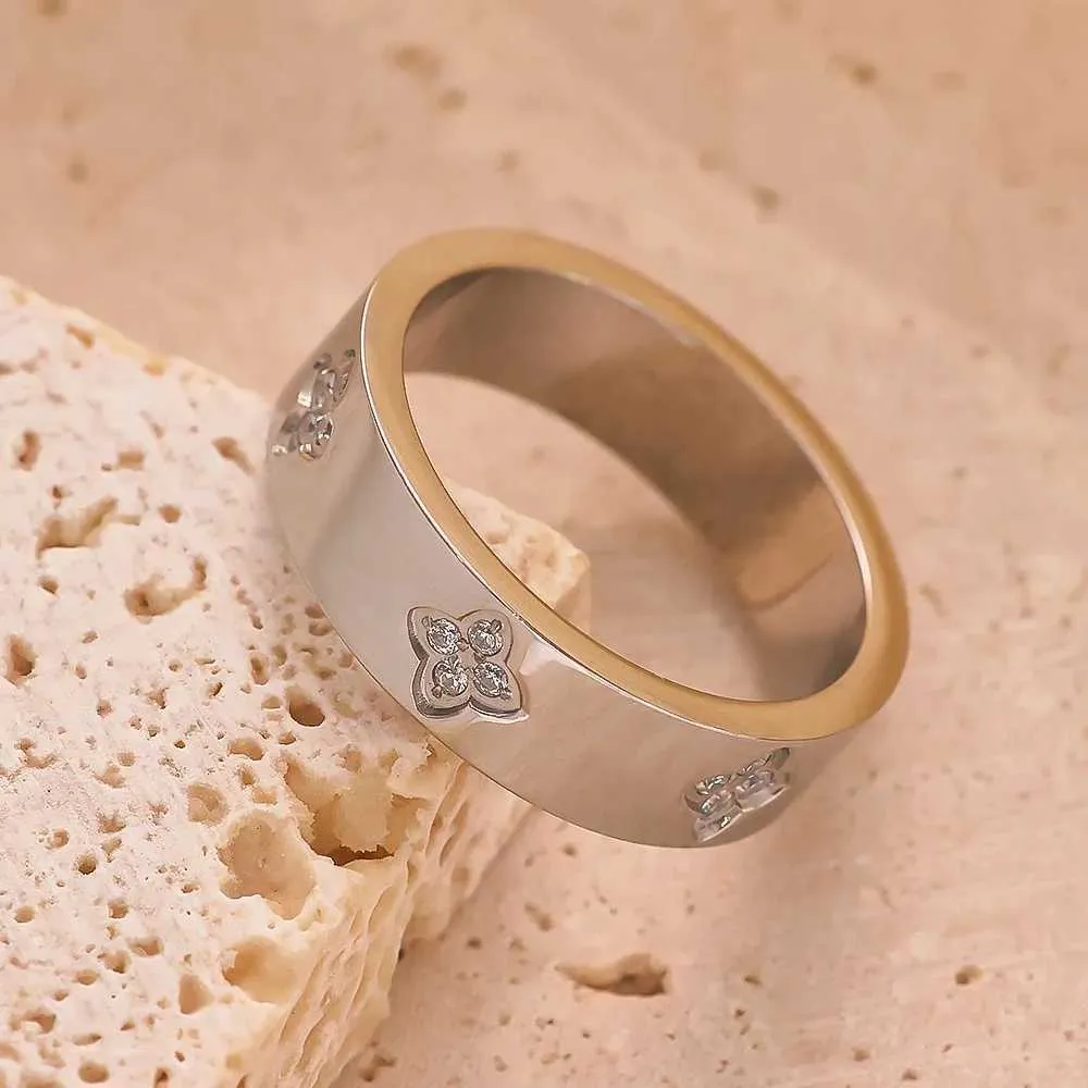 Crystal Star Ring Gold Plated Titanium Steel Waterproof Jewelry_voghion.com