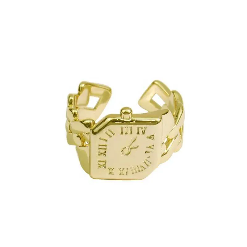 LIVVY Silver Color Vintage Creative Roman Numeral Watch Shaped Rings For Women Unique Design Fashion Trend Jewelry_voghion.com