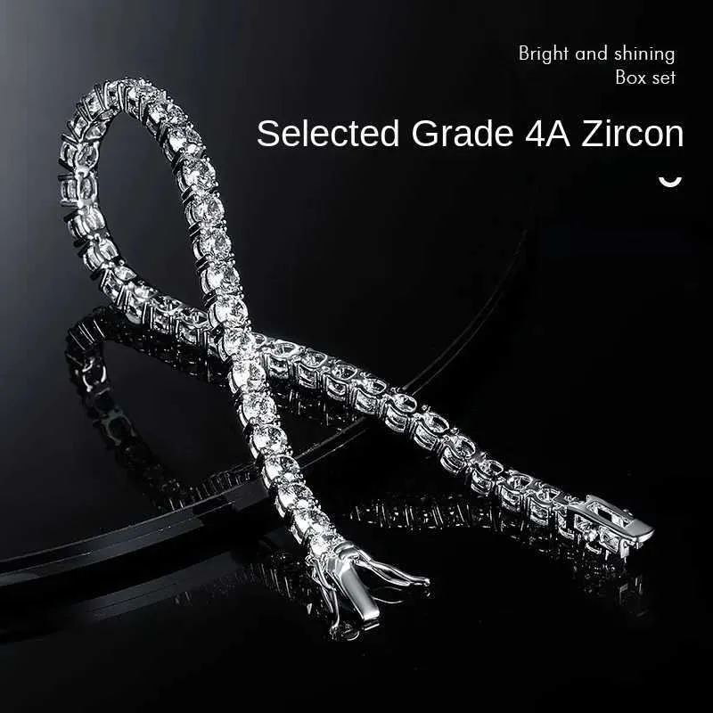 Luxury Hiphop IED Out 3mm 4mm 5mmTennis Bracelet Full Diamond 925 Silver Plated Wedding Party Jewelry Bracelets For_voghion.com