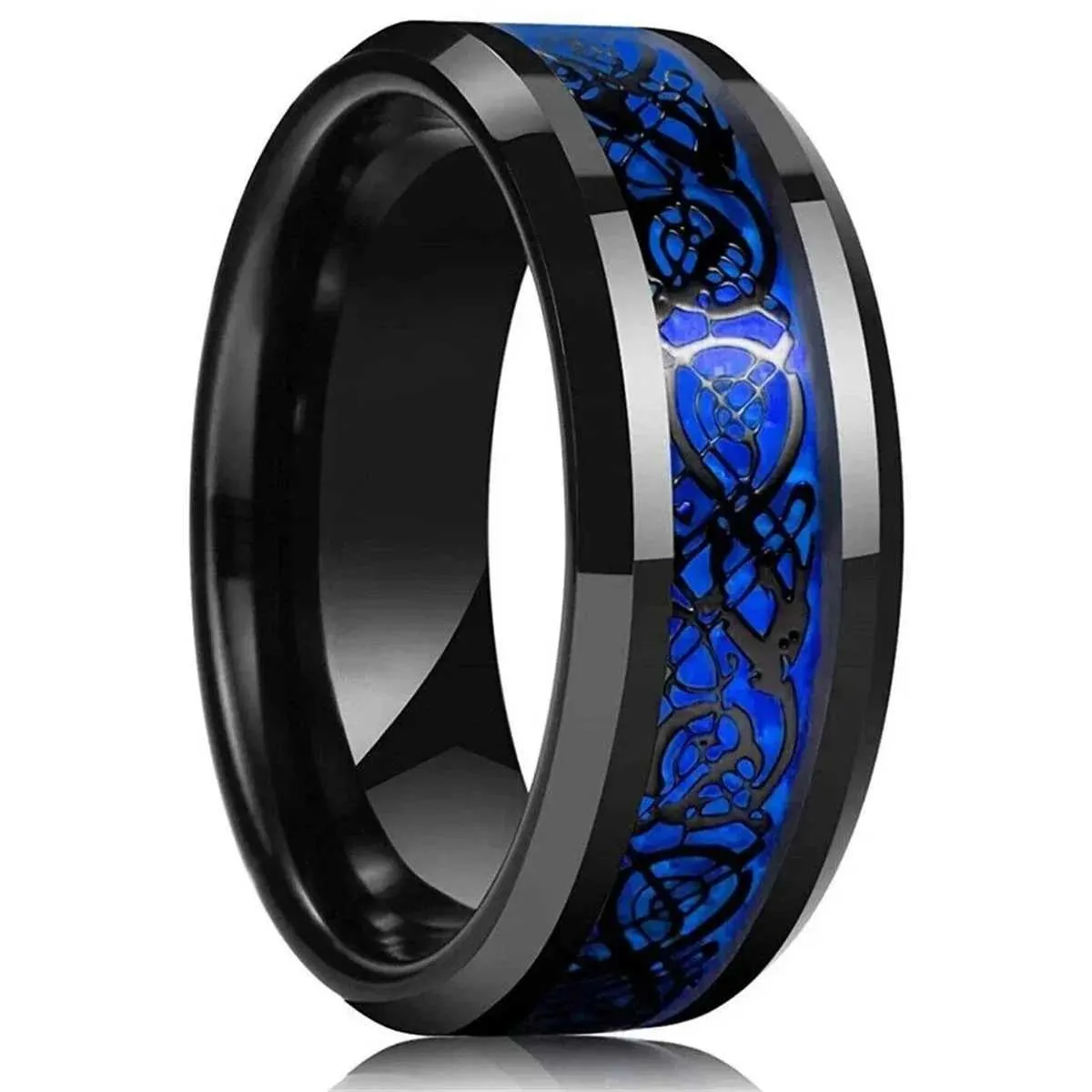 30 Farben Modische 8-mm-Ringe aus Edelstahl mit keltischem Drachenmuster und Carbonfaser-Einlage für Damen und Herren – ideal als Geschenk für Hochzeiten und Partys_voghion.com