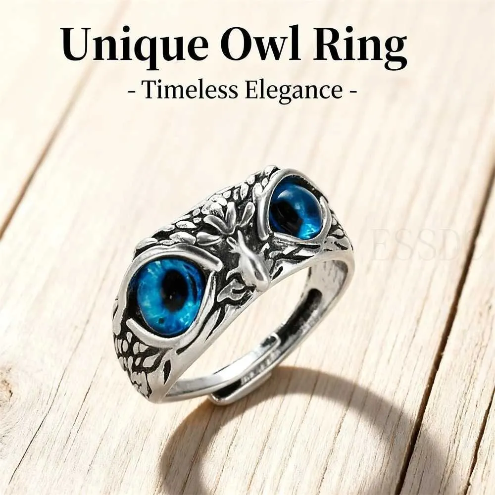 Rare Vintage Owl Carved Tibet Silver Ring For Men Cute Animals Youth Gothic Adjustable Fashion Women Jewelry Accessories_voghion.com