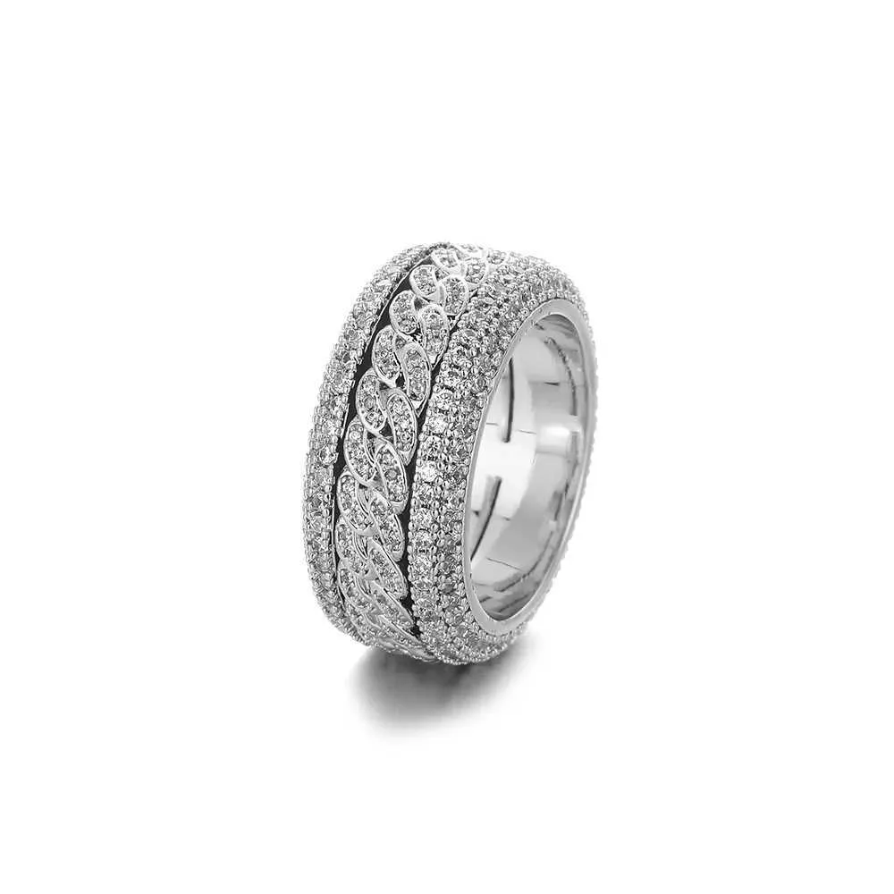 Hip Hop Micro Set Moissanite Draaibare Cubaanse Ring 18K Echt Platina PT950 Mode Gepersonaliseerde Herenring J260411_voghion.com