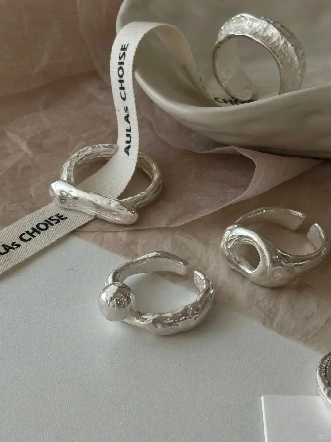 Anello geometrico in argento sterling 925 da donna artigianale_voghion.com