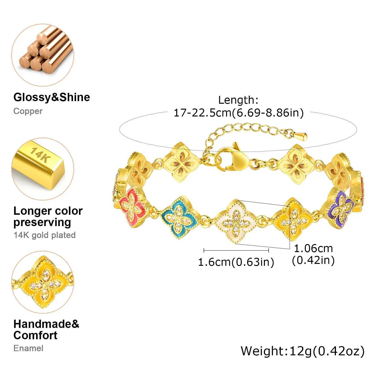 Copper Material Elegant Four Leaf Clover Bracelet For Women Zirconia Flower Bangle Luck Gift Friendship Sister Jewelry_voghion.com