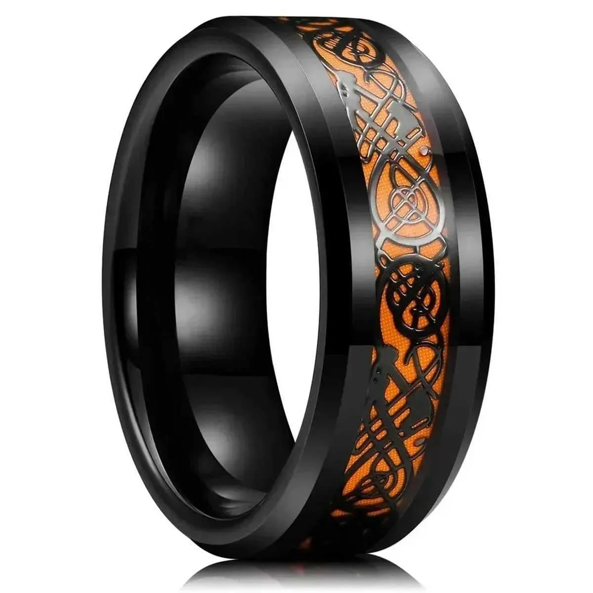 30 Farben Modische 8-mm-Ringe aus Edelstahl mit keltischem Drachenmuster und Carbonfaser-Einlage für Damen und Herren – ideal als Geschenk für Hochzeiten und Partys_voghion.com