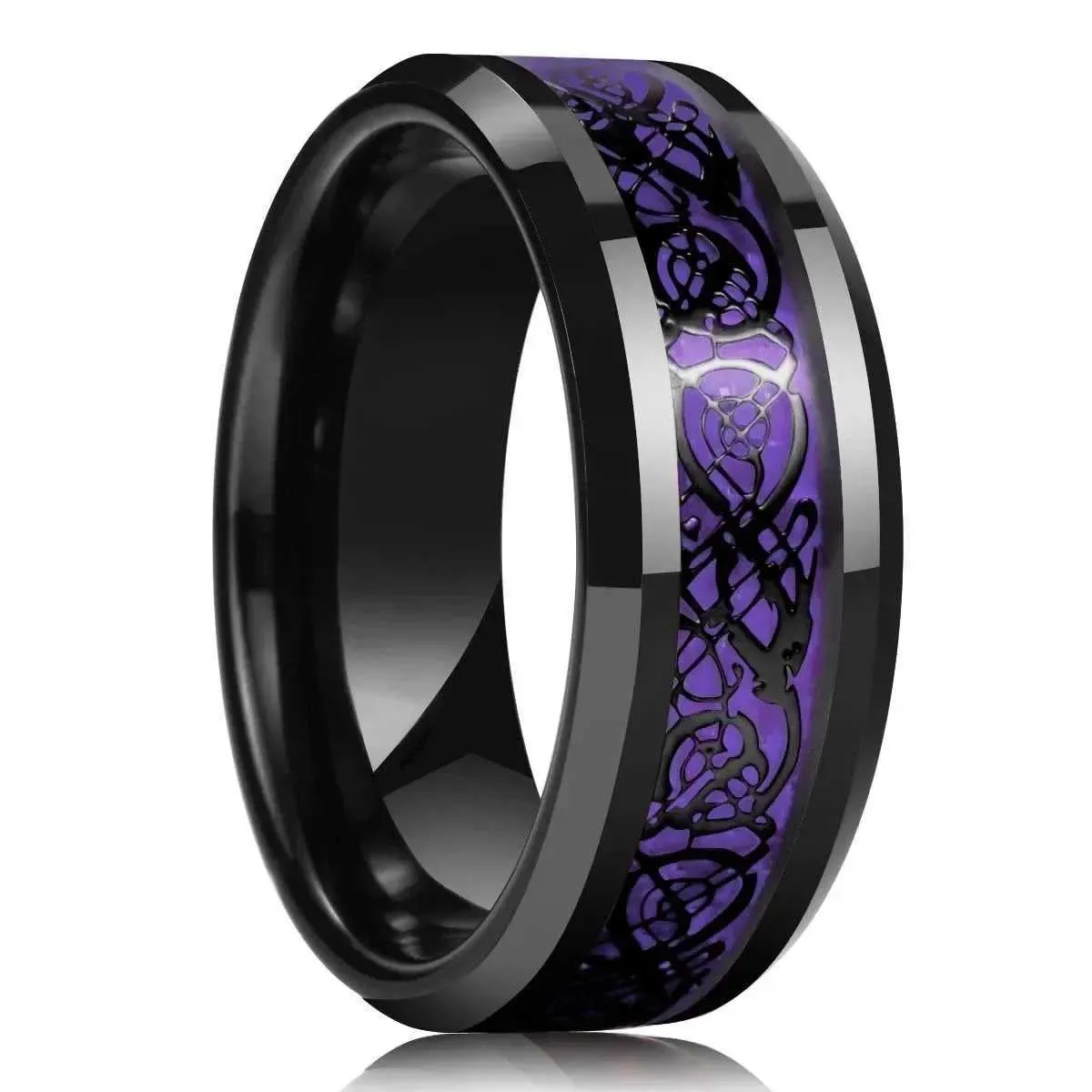 30 Farben Modische 8-mm-Ringe aus Edelstahl mit keltischem Drachenmuster und Carbonfaser-Einlage für Damen und Herren – ideal als Geschenk für Hochzeiten und Partys_voghion.com