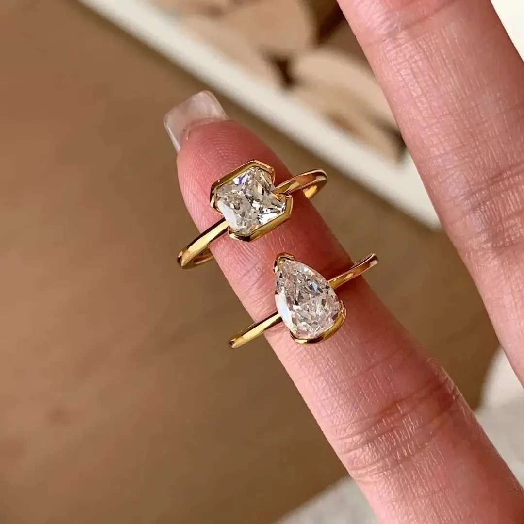 925 Sterling Silver Geometric Open Ring With Clear Cz For Women_voghion.com
