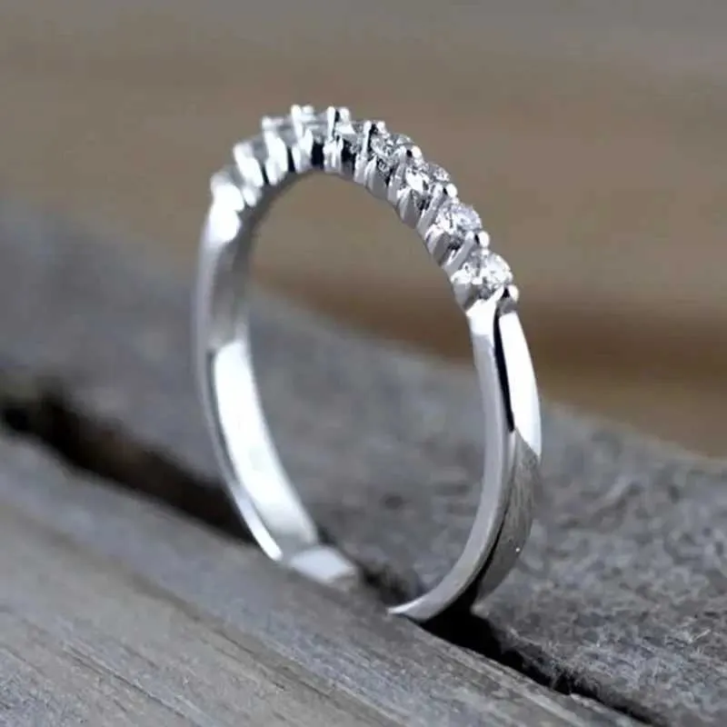 Minimalist Thin Cubic Zirconia Ring For Women Stackable Jewelry_voghion.com