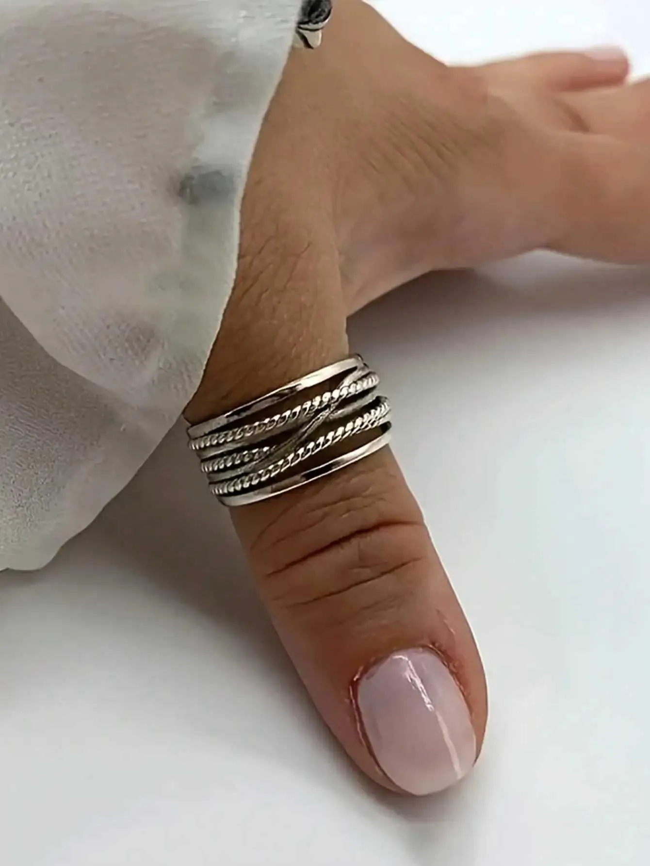 1pc Vintage Royal Style Thumb Knitted Multi Layer Open Thick Adjustable Rugged Bohemian Elegant Ring J260411_voghion.com
