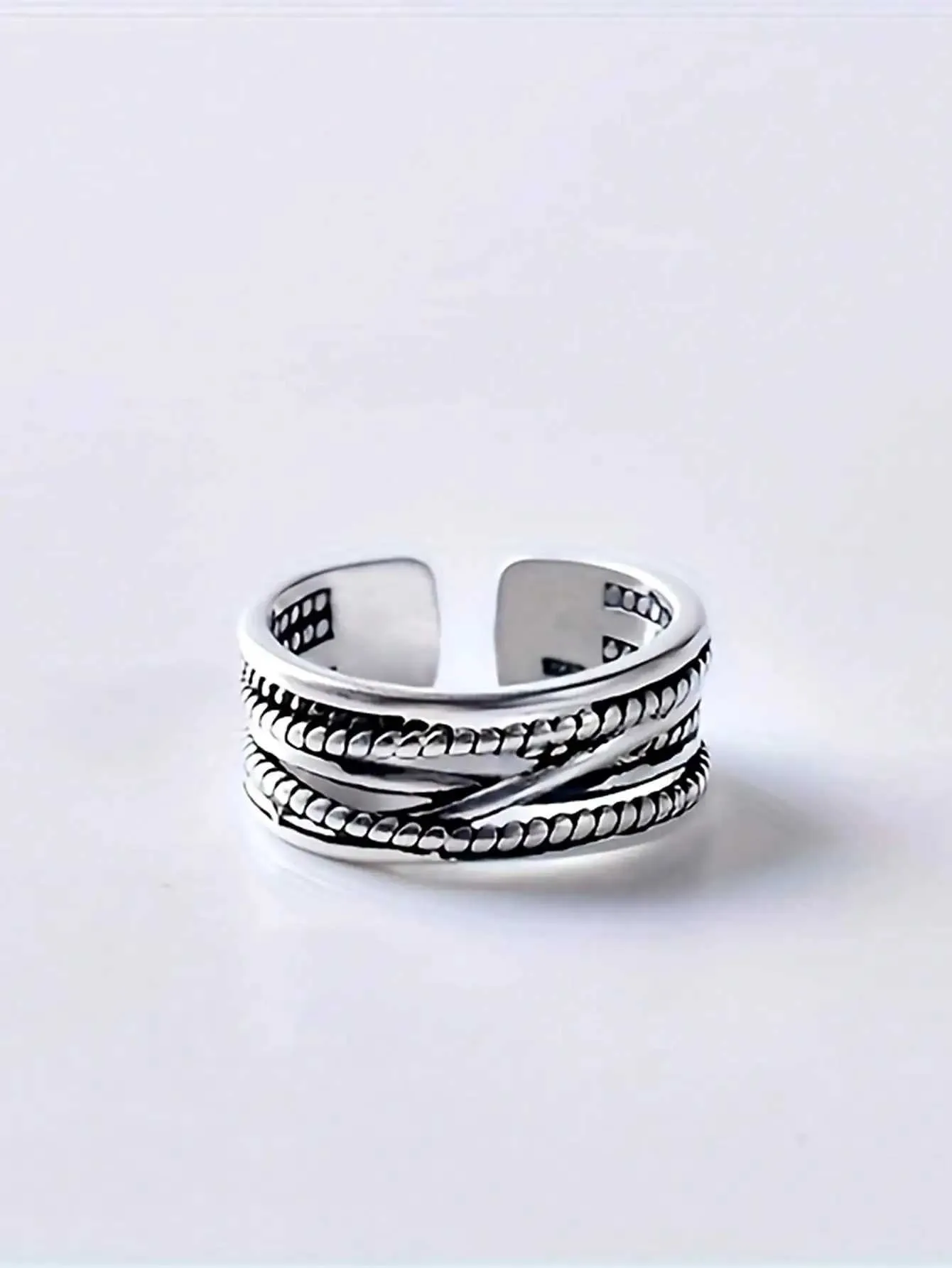 Vintage Royal Style Knitted Bohemian Ring Adjustable Multi Layer_voghion.com