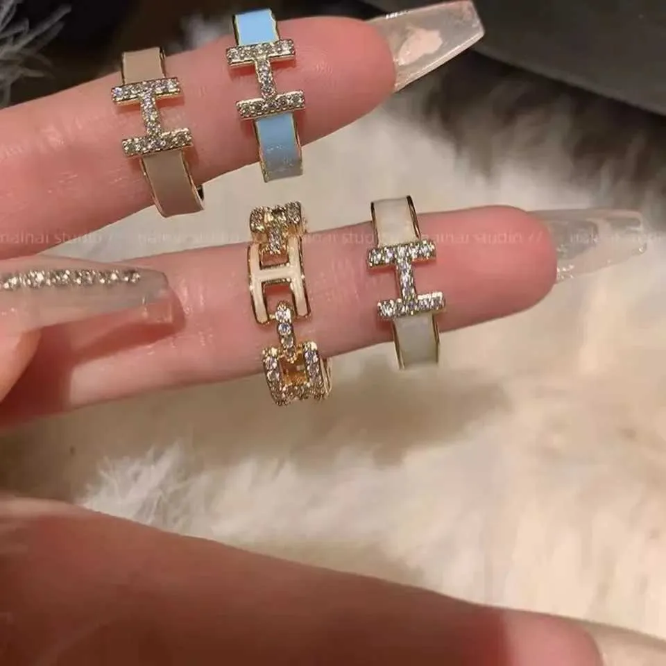 High End French Minimalist H Initial Enamel Zircon Open Adjustable Ring Women Dainty Unique Jewelry Gift For Her Daily_voghion.com