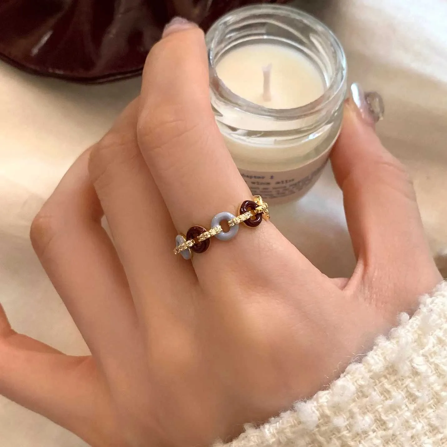 925 Sterling Silver Open Finger Ring Golden Clear CZ Square Droplet Geometric Punk For Women Jewelry Gift Dropship_voghion.com
