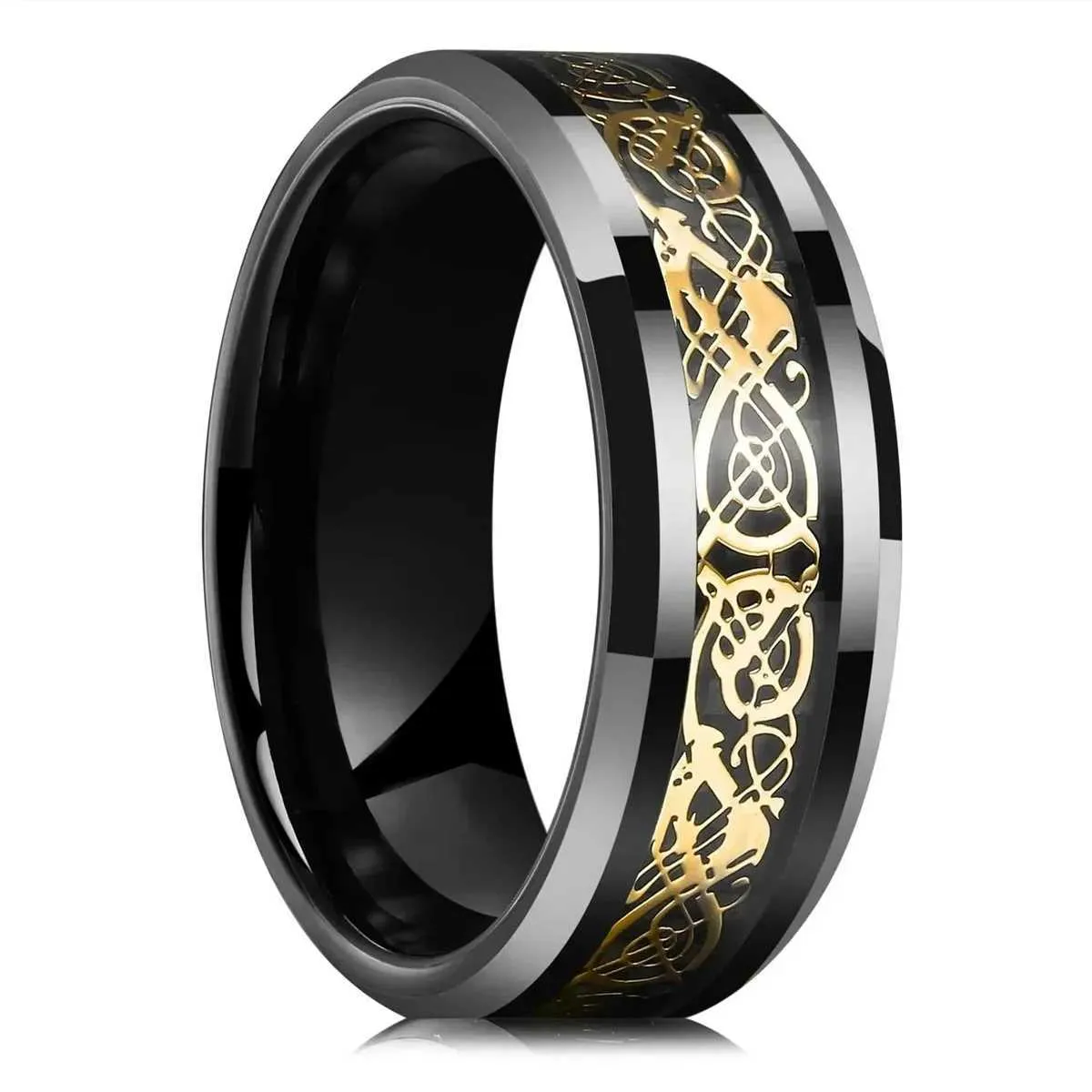 30 Farben Modische 8-mm-Ringe aus Edelstahl mit keltischem Drachenmuster und Carbonfaser-Einlage für Damen und Herren – ideal als Geschenk für Hochzeiten und Partys_voghion.com