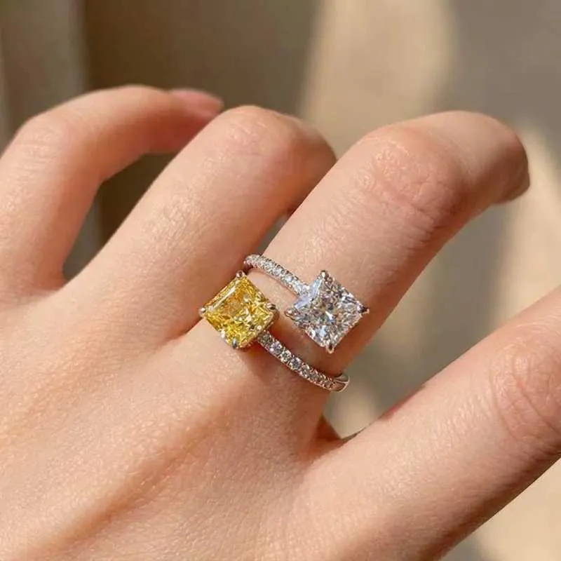 Adjustable 925 Sterling Silver Ring With Princess Square Cz Gem_voghion.com