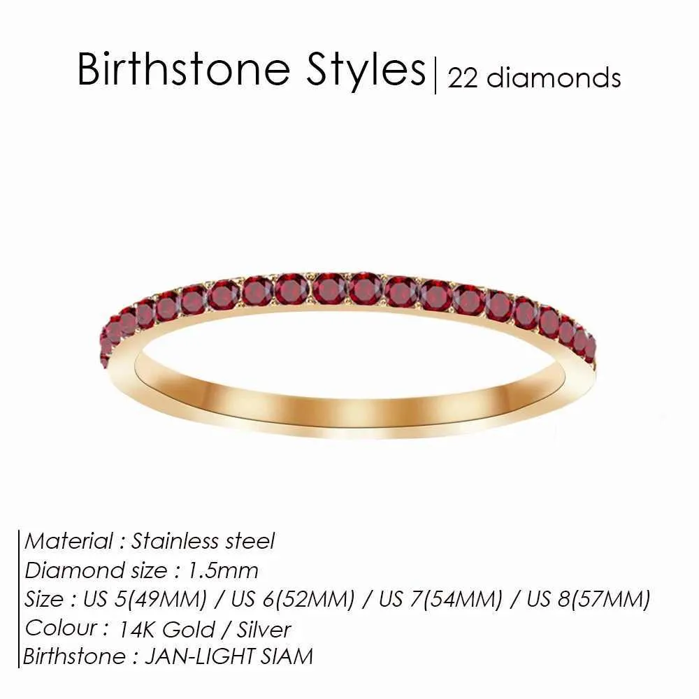eManco Exquisite Gorgeous Birthstone Multi Color Crystal Rings Stainless Steel PVD For Women Daily Party Festival_voghion.com