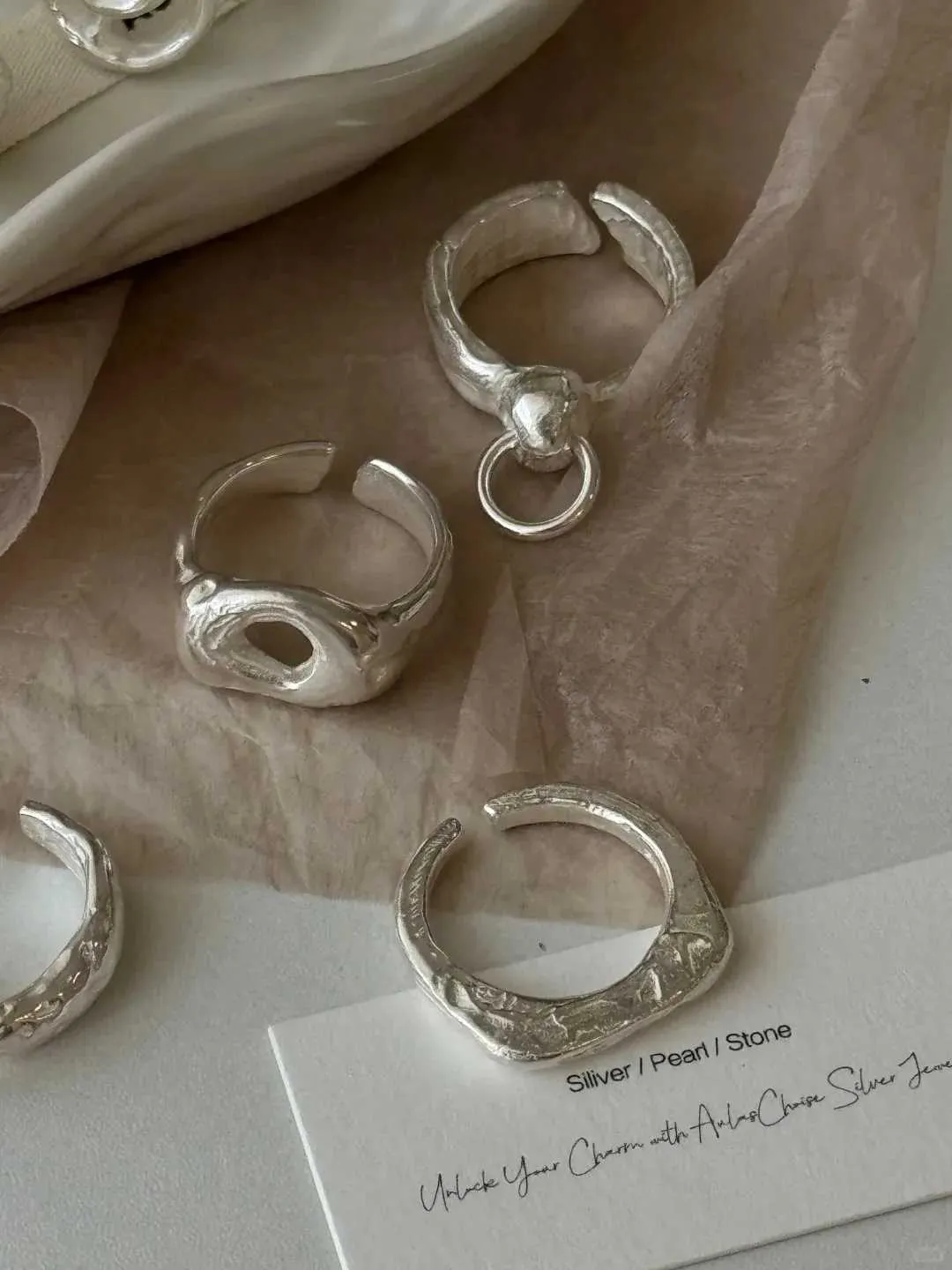 Anello geometrico in argento sterling 925 da donna artigianale_voghion.com