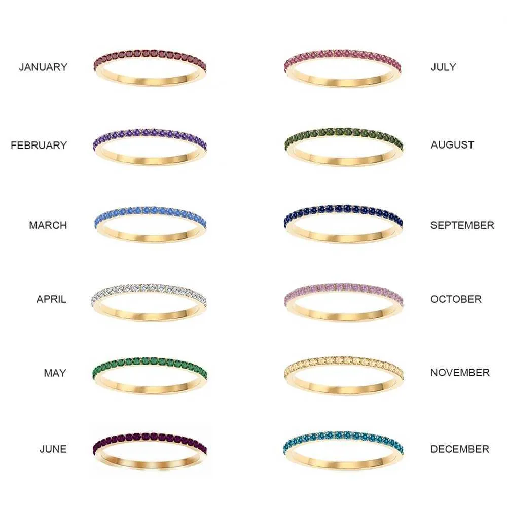eManco Exquisite Gorgeous Birthstone Multi Color Crystal Rings Stainless Steel PVD For Women Daily Party Festival_voghion.com