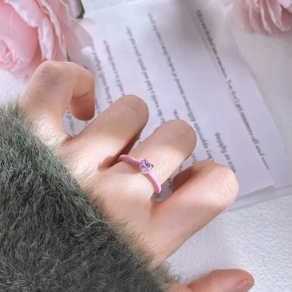 Designer Herzring Aus 925 Silber Mit Schwarzem Und Rosa Zirkon_voghion.com
